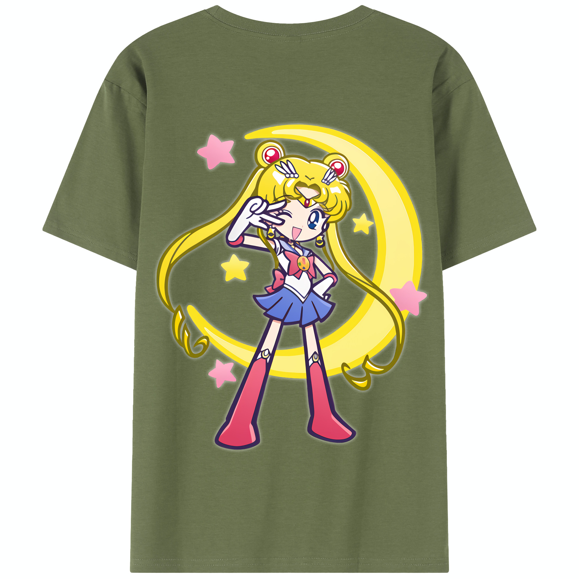 （画像用） 美少女戦士セーラームーン 月野 うさぎ つきの うさぎ Sailor Moon Tsukino Usagi 綿100％半袖Tシャツ（背面プリント）